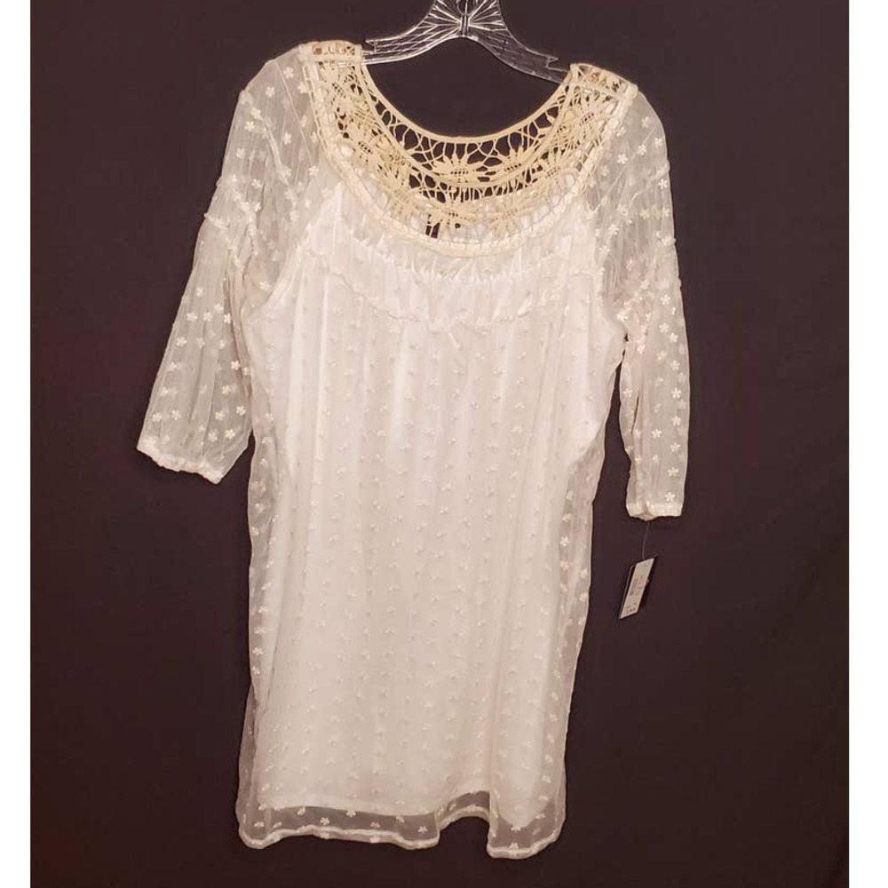🪶 Plus by HS Heart Soul Ivory Lace Crochet Dress 1X NWT ~ Boho Babydoll
